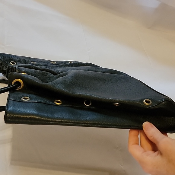 KOOBA Black Pebble Leather Ring Handle Purse Grommets Lined Excellent Condition - Picture 12 of 16